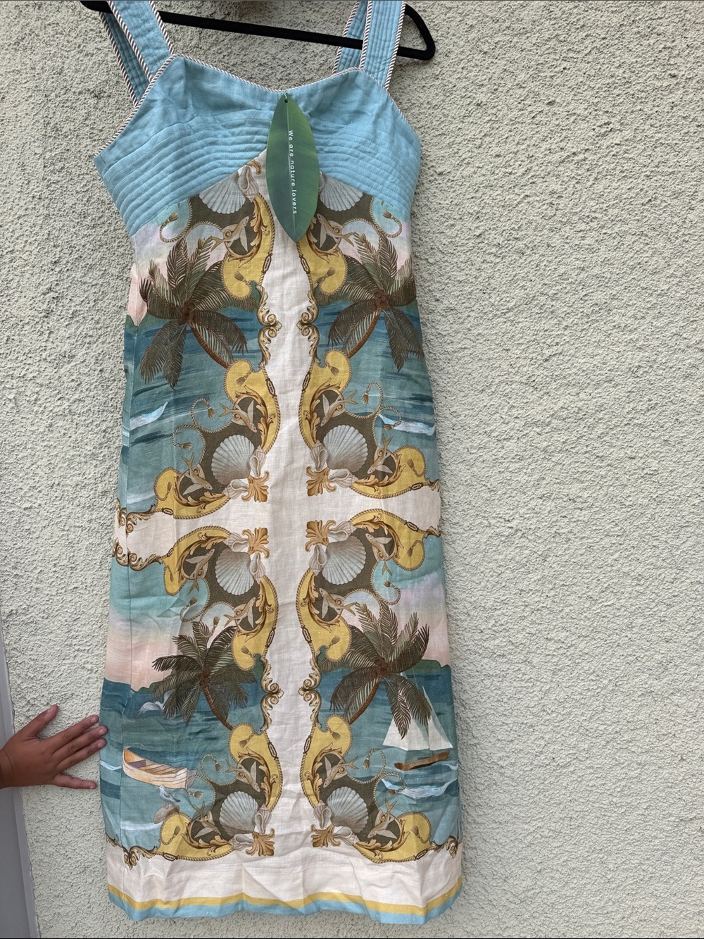 FARM Rio Multicolor Royal Sea Maxi Dress 100% Linen NWT - Picture 4 of 12